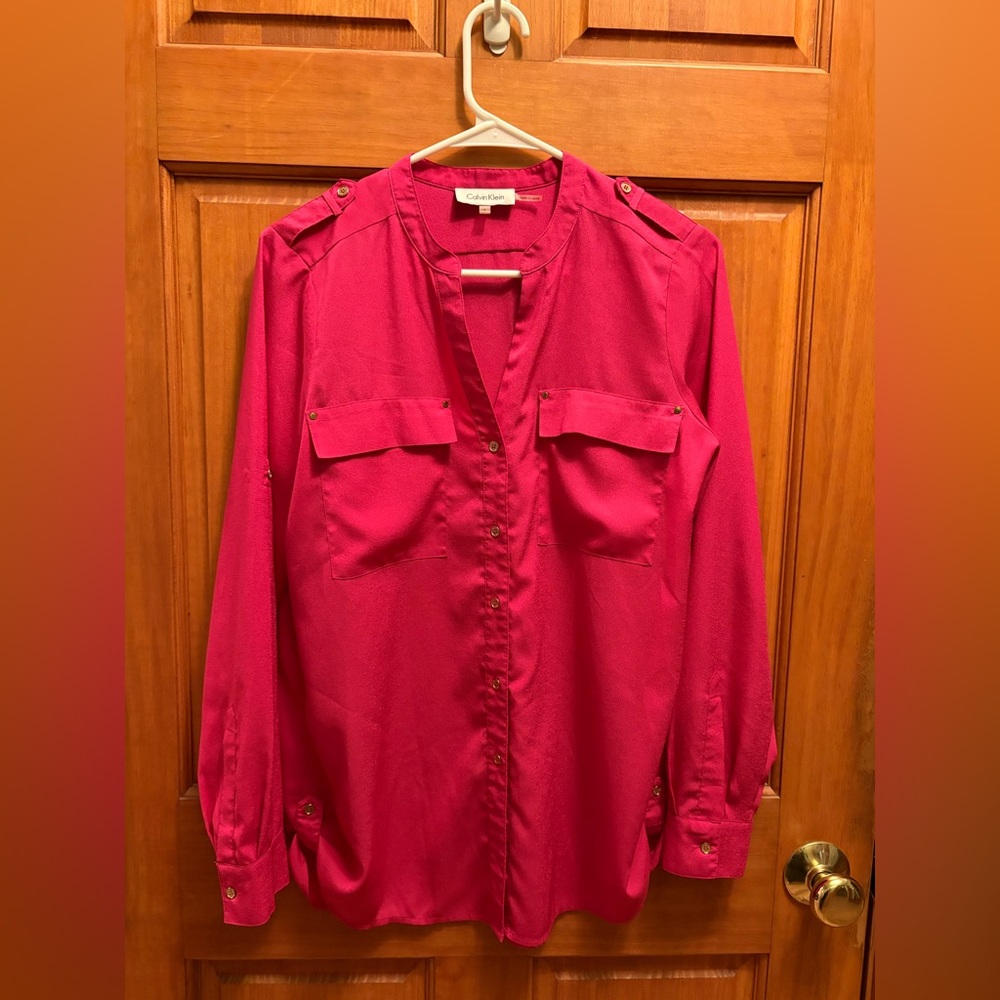 Calvin Klein Fuchsia Button-Up Blouse